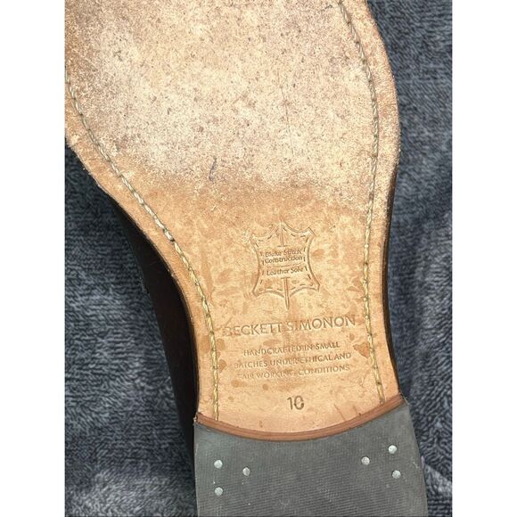 Beckett Simonon Brown Leather Penny Loafers Mens Size 10 Moc Toe Dress Shoes - Picture 8 of 8